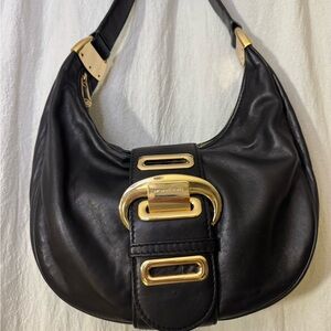 Michael Kors Morgan Hobo bag -Black Leather Bag with Gold Accents